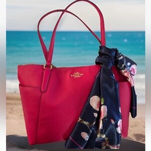 Coach Hot Pink Large Leather Ava Tote